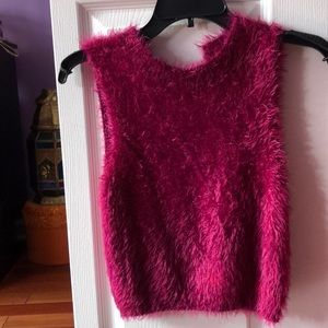 Size small magenta fuzzy high collar crop top